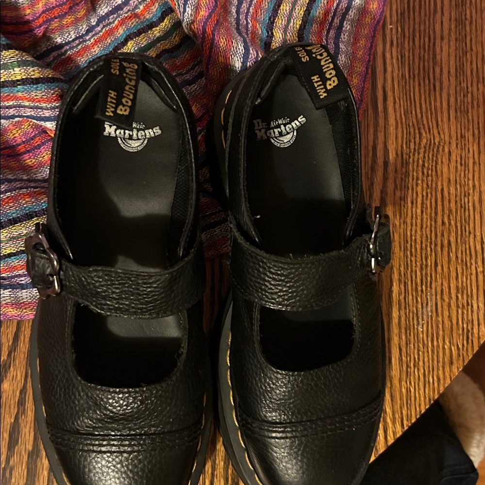 Dr. Martens Addina Flower Buckle Leather Platform Shoes size 9 UK41 black - Picture 7 of 8